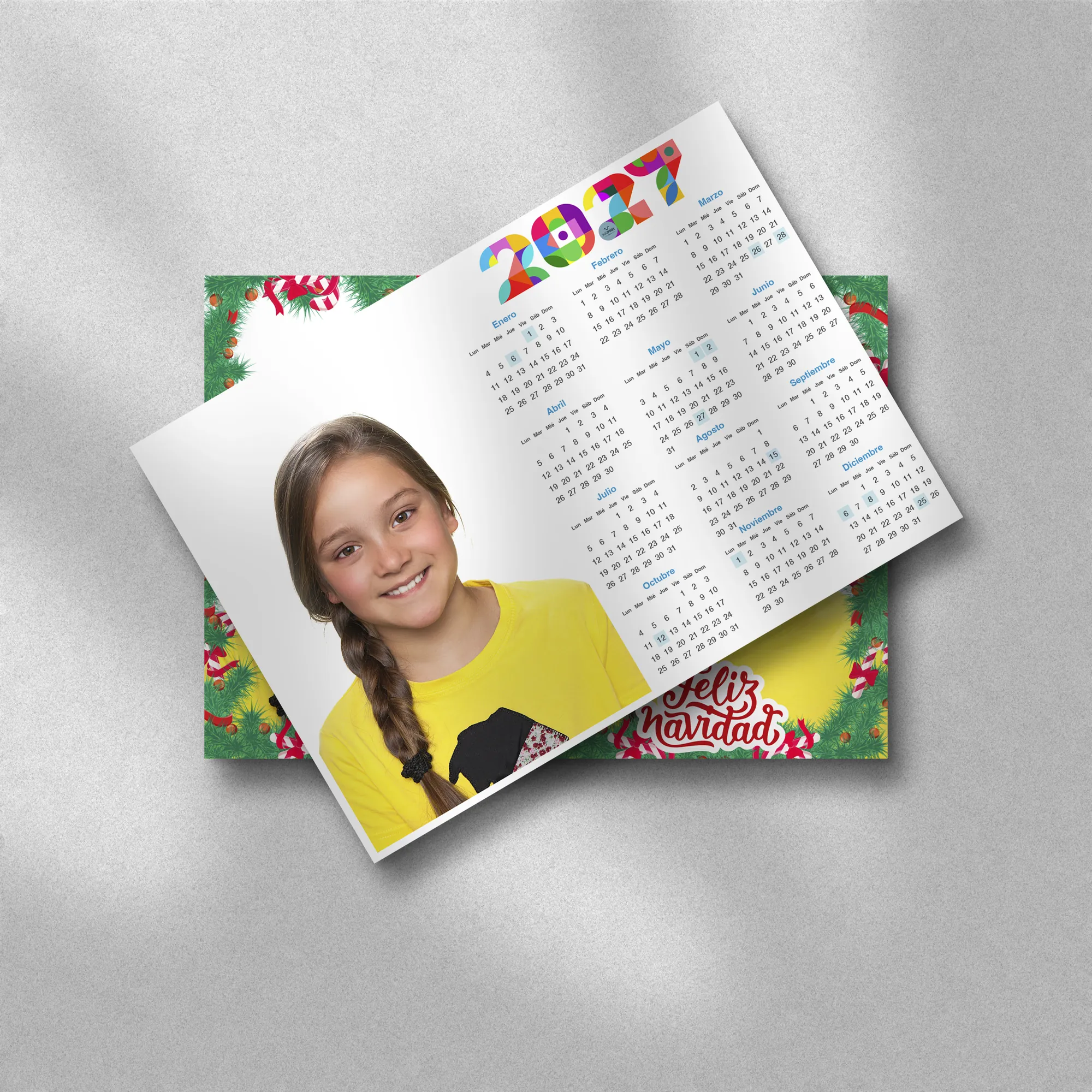 Calendario personalizado 2027 con foto escolar